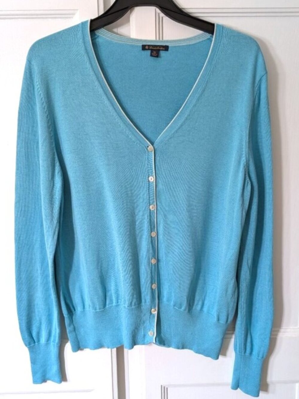 Brooks Brothers Women's Silk Blend Cardigan Sweater In Blue Size XL